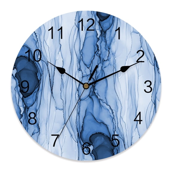 Wall Clock Blue Marble Veins Clocks PVC Silent Non-Ticking Battery Operated Decorative Modern Art Water Ripples Round Clock for Home Living Room Kitchen Bedroom Office School Wall Decor 10 Inch