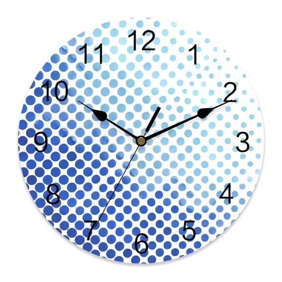 Wall Clock Blue Polka Dots Clocks PVC Silent Non-Ticking Battery Operated Decorative Gradient Aesthetic Spots Round Clock for Home Living Room Kitchen Bedroom Office School Wall Decor 14 Inch