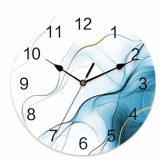 Wall Clock Blue Water Ripple Clocks PVC Silent Non-Ticking Battery Operated Decorative Marble Modern Art Round Clock for Home Living Room Kitchen Bedroom Office School Wall Decor 10 Inch