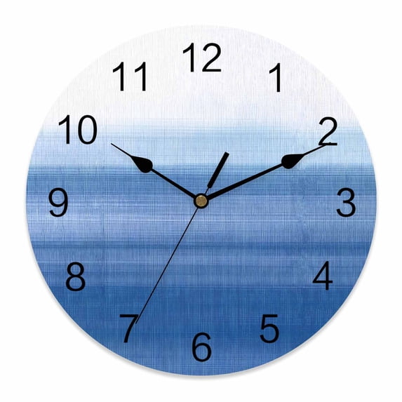 Wall Clock Blue White Clocks PVC Silent Non-Ticking Battery Operated Decorative Ombre Abstract Round Clock for Home Living Room Kitchen Bedroom Office School Wall Decor 14 Inch