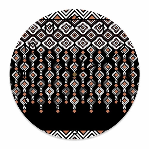 Wall Clock Boho Diamond Clocks PVC Silent Non-Ticking Battery Operated Black Bohemian Geometric Stripes Beads Round Clock for Home Living Room Kitchen Bedroom Office School Wall Decor 10 Inch