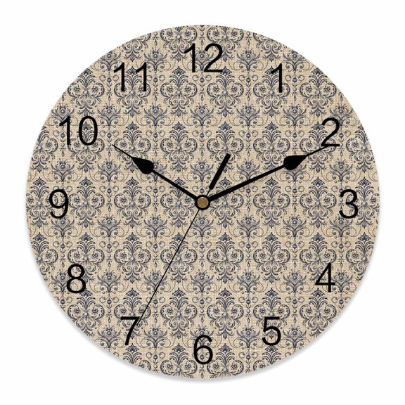 Wall Clock Brown Abstract Floral Clocks PVC Silent Non-Ticking Battery Operated Decorative Vintage Boho Flowers Round Clock for Home Living Room Kitchen Bedroom Office School Wall Decor 10 Inch