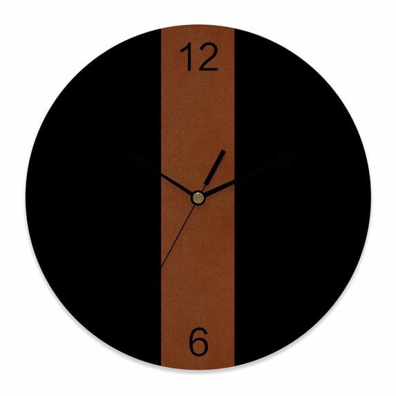Wall Clock Brown Black Clocks PVC Silent Non-Ticking Battery Operated Decorative Boho Style Round Clock for Home Living Room Kitchen Bedroom Office School Wall Decor 10 Inch