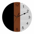thumbnail image 1 of Wall Clock Brown Black Lines Clocks PVC Silent Non-Ticking Battery Operated Decorative Boho Style Round Clock for Home Living Room Kitchen Bedroom Office School Wall Decor 14 Inch, 1 of 9