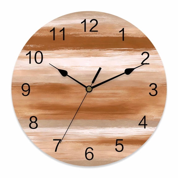 Wall Clock Brown Foggy Cloud Clocks PVC Silent Non-Ticking Battery Operated Decorative Ombre Abstract Art Round Clock for Home Living Room Kitchen Bedroom Office School Wall Decor 10 Inch