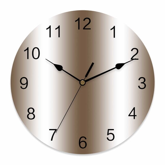 Wall Clock Brown White Clocks PVC Silent Non-Ticking Battery Operated Decorative Gradient Color Round Clock for Home Living Room Kitchen Bedroom Office School Wall Decor 10 Inch