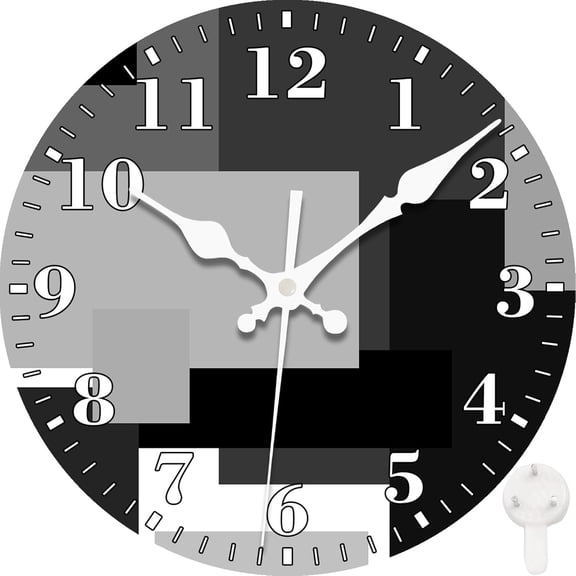 Wall Clock, Brown Wooden Board Silent Non Ticking Battery Operated Round Decorative Indoor Outdoor Clocks for Living Room Kitchen Bedroom Bathroom Patio 12"