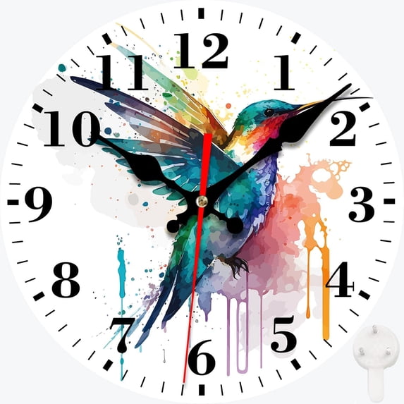 Wall Clock, Brown Wooden Board Silent Non Ticking Battery Operated Round Decorative Indoor Outdoor Clocks for Living Room Kitchen Bedroom Bathroom Patio 12"