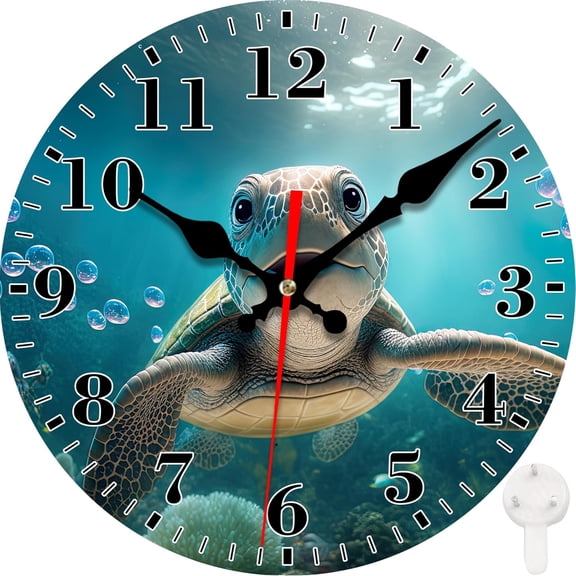 Wall Clock, Brown Wooden Board Silent Non Ticking Battery Operated Round Decorative Indoor Outdoor Clocks for Living Room Kitchen Bedroom Bathroom Patio 12"
