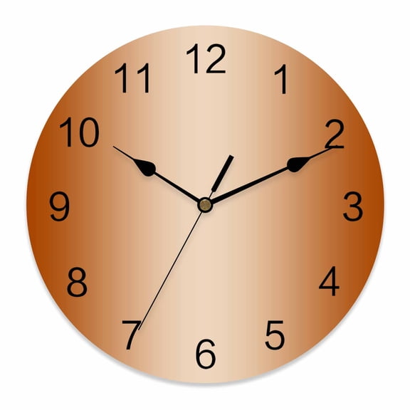Wall Clock Burnt Orange Clocks PVC Silent Non-Ticking Battery Operated Decorative Ombre Round Clock for Home Living Room Kitchen Bedroom Office School Wall Decor 10 Inch