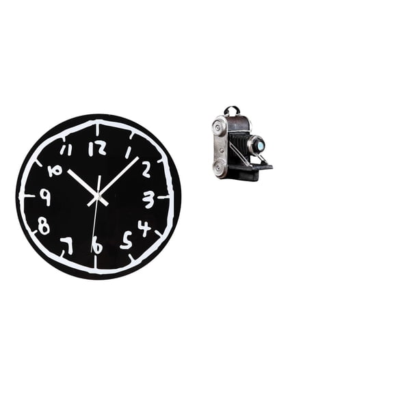 Wall Clock Camera Statue Decorative Prop Acrylic Resin Material for Home Office Living Room Display