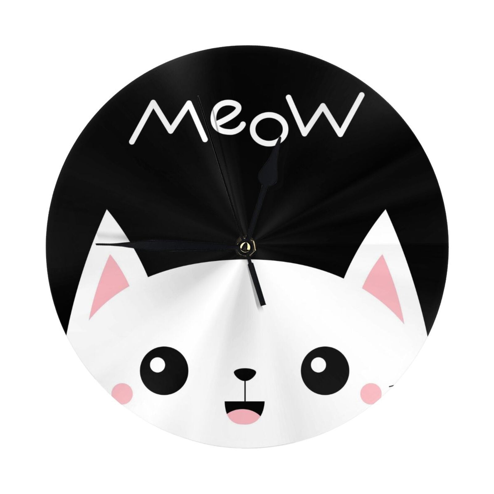 Wall Clock, Cat Meow Wall Clocks Battery Operated Silent Kitchen Office ...