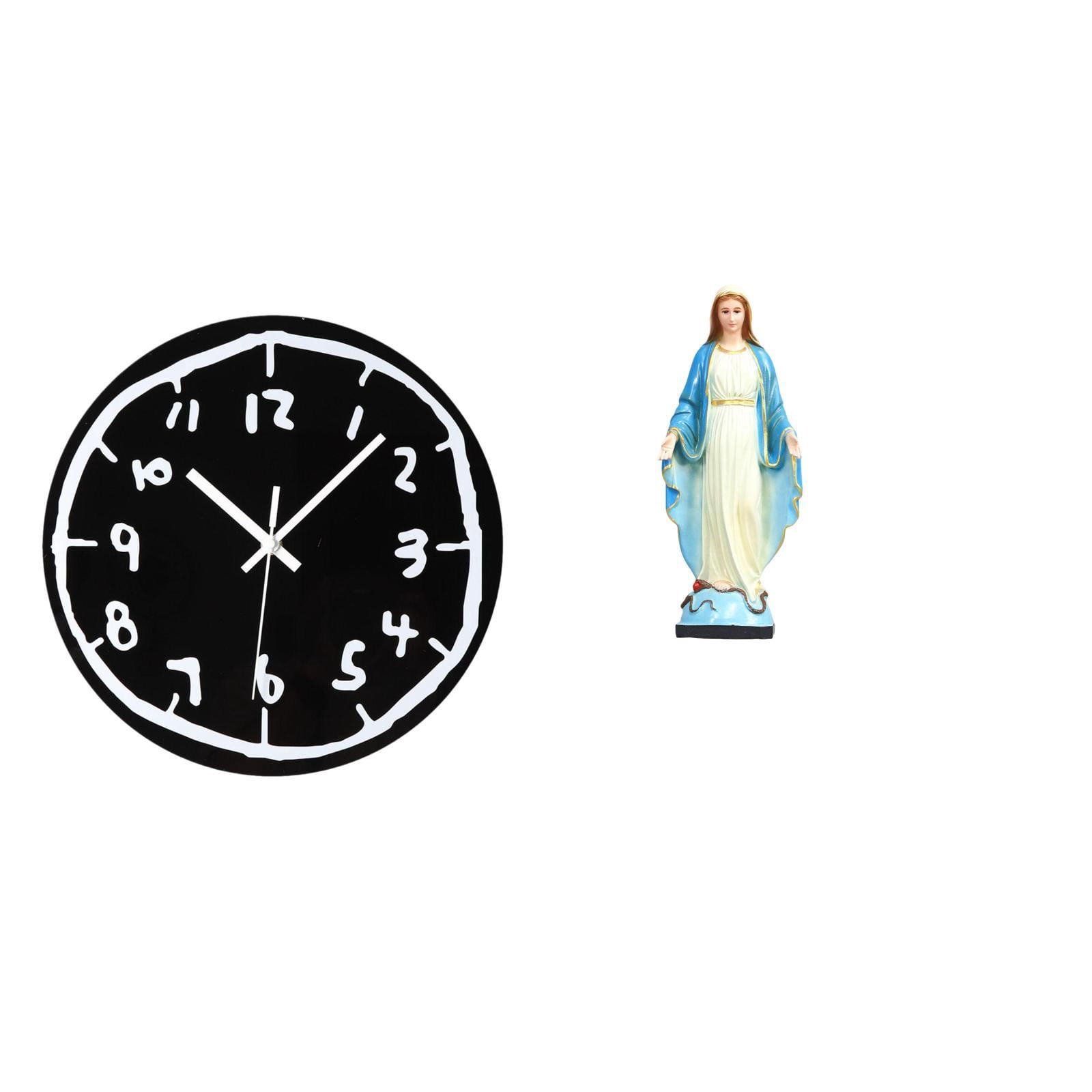 Wall Clock Catholic Statue Virgin Mary Figurine Acrylic Material Home ...