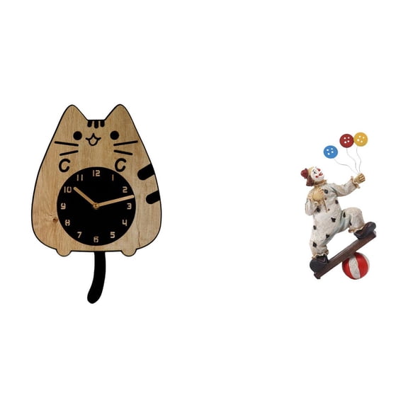 Wall Clock Clown Figurine Sculpture Lightweight Resin Material for Living Room Office Home Decoration