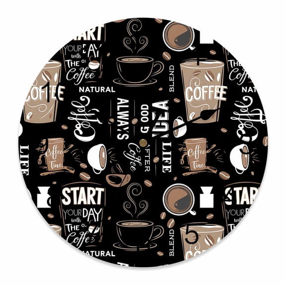 Wall Clock Coffee Cup Clocks PVC Silent Non-Ticking Battery Operated Decorative Black Coffee Beans Day Round Clock for Home Living Room Kitchen Bedroom Office School Wall Decor 10 Inch