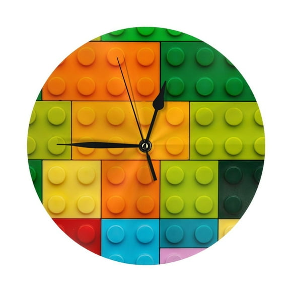 Wall Clock, Colorful Building Blocks Wall Clocks Battery Operated Silent Kitchen Office Wall Clock Decorative, Wall Clock for School Classroom Living Room Bedroom Home Decor