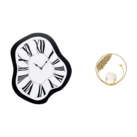 Wall Clock Crystal Ball Sculpture Acrylic Melting Design Silent Movement Decor for Living Room Office Bedroom
