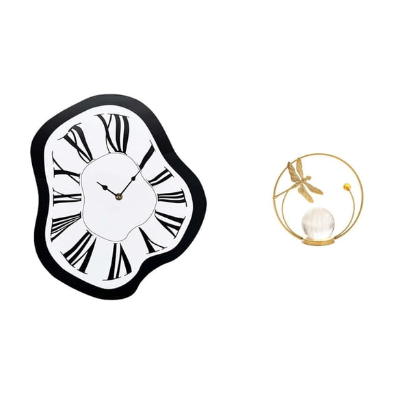 Wall Clock Crystal Ball Statue Distorted Clocks Acrylic Material Modern Display for Shop Hallway Bedroom Office
