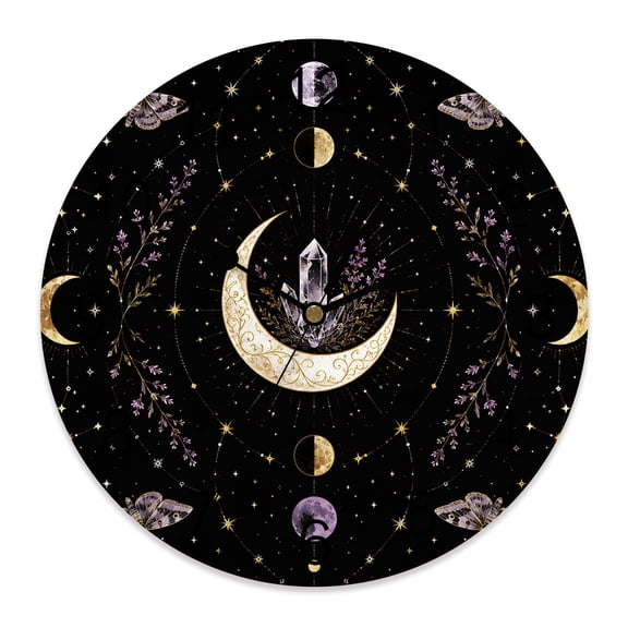 Wall Clock Crystal Star Moon Butterfly Clocks PVC Silent Non-Ticking Battery Operated Boho Mysterious Starry Night Round Clock for Home Living Room Kitchen Bedroom Office School Wall Decor 10 Inch