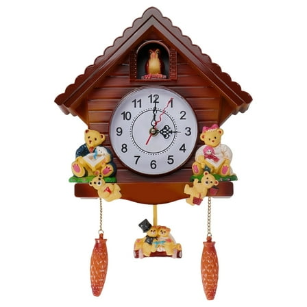 Wall Clock Cuckoo Clock Pendulum Clock Brown Home Living Room Art Decor Battery Powered Hanging Clocks For Home Office Gifts