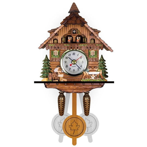 Wall Clock Cuckoo Clock Pendulum Clock Wooden Hanging Clock Time Display Cuckoo Bird Hanging Clock Wall Decoration fo...