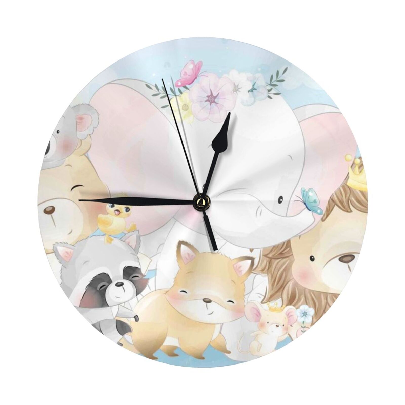 Wall Clock, Cute Animals Wall Clocks Battery Operated Silent Kitchen ...