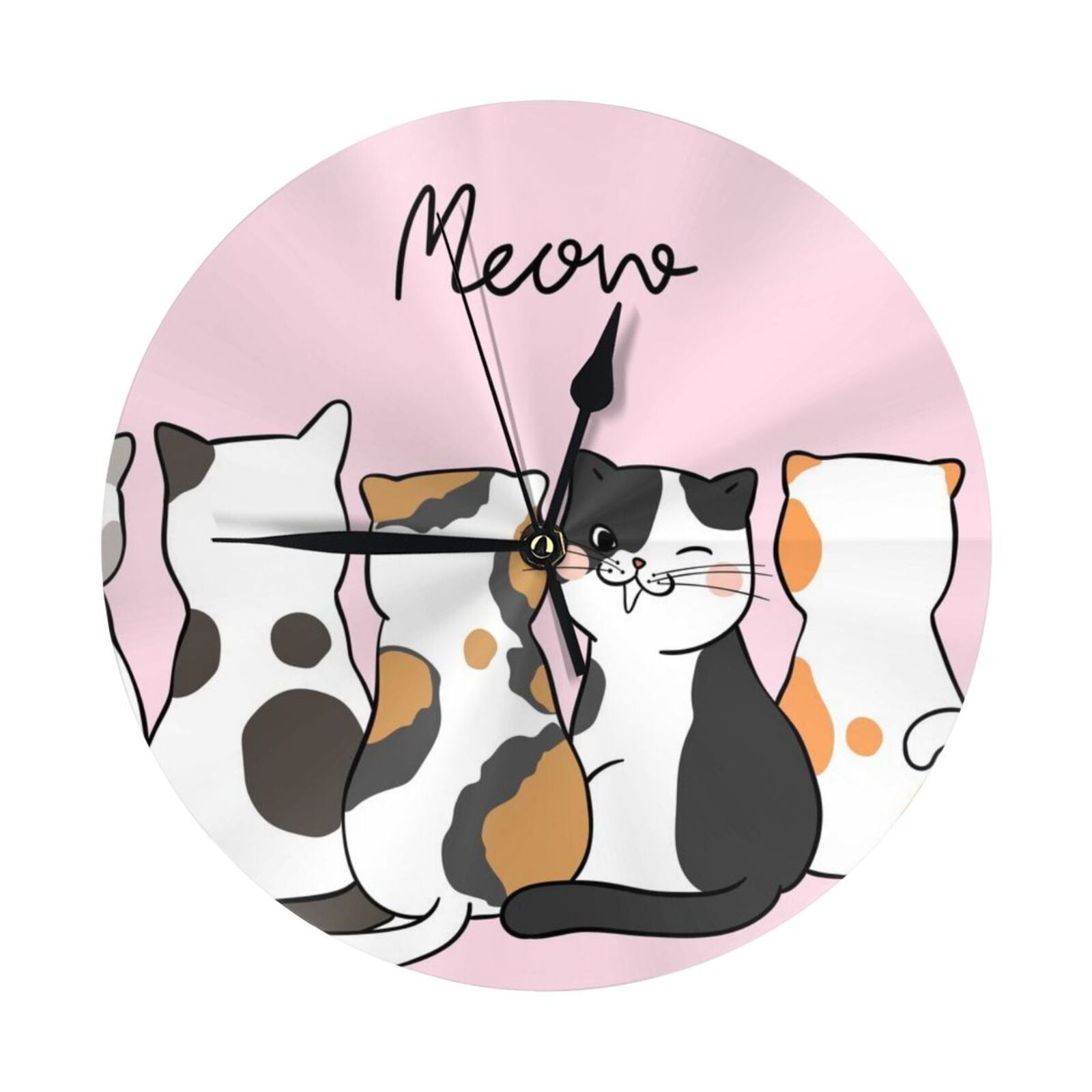 Wall Clock, Cute Cats Wall Clocks Battery Operated Silent Kitchen ...