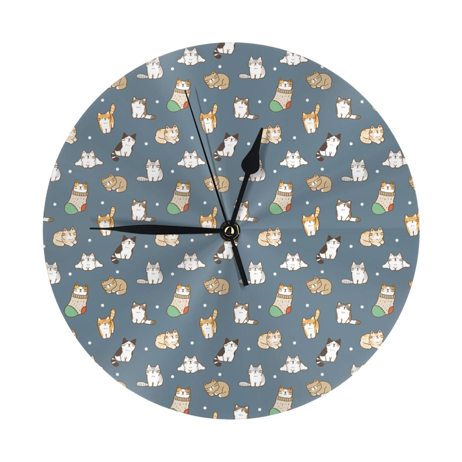 Wall Clock, Cute cats and dogs Wall Clocks Battery Operated Silent ...