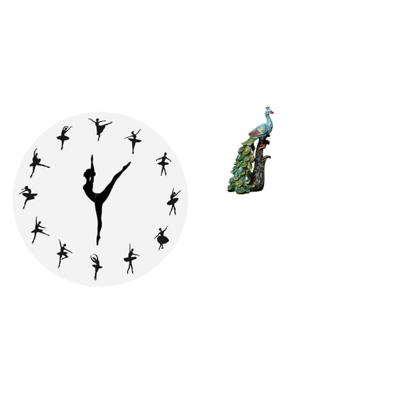 Wall Clock Dancing Decor Peacock Statue Resin Material Perfect for Bedroom Living Room Office Shelf