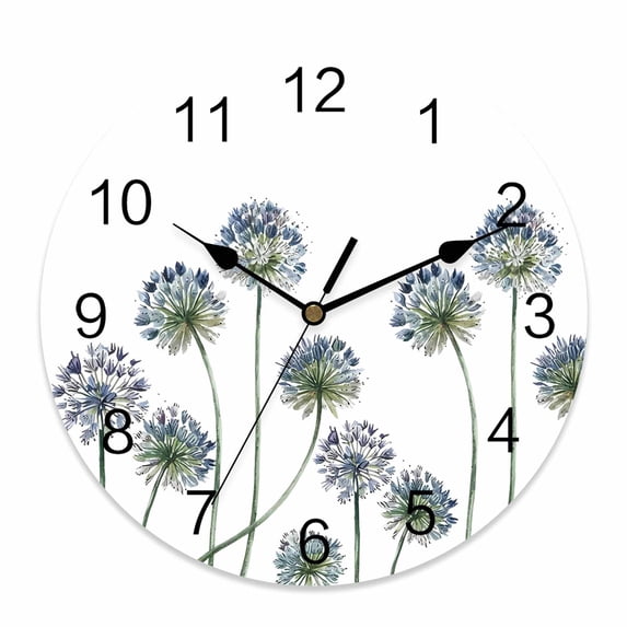 Wall Clock Dandelion Clocks PVC Silent Non-Ticking Battery Operated Decorative Farmhouse Flower Plant Round Clock for Home Living Room Kitchen Bedroom Office School Wall Decor 14 Inch