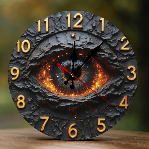 Wall Clock Decorative - Abstract Dark Eye Print 2D Vintage Wall Clocks Battery Operated Silent Non-Ticking for Bedroom, Living Room, Kitchen, Office, Classroom, 10 Inch