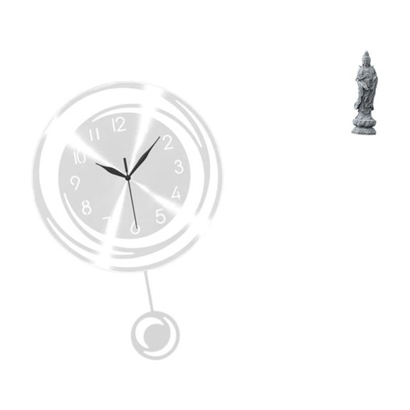 Wall Clock Decorative Artwork Kuanyin Sculpture Acrylic Material Versatile Use for Bedroom Bookshelf Desktop Home
