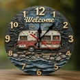 thumbnail image 1 of Wall Clock Decorative - Camping RV Welcome Print 2D Vintage Wall Clocks Battery Operated Silent Non-Ticking for Bedroom, Living Room, Kitchen, Office, Classroom, 10 Inch, 1 of 7