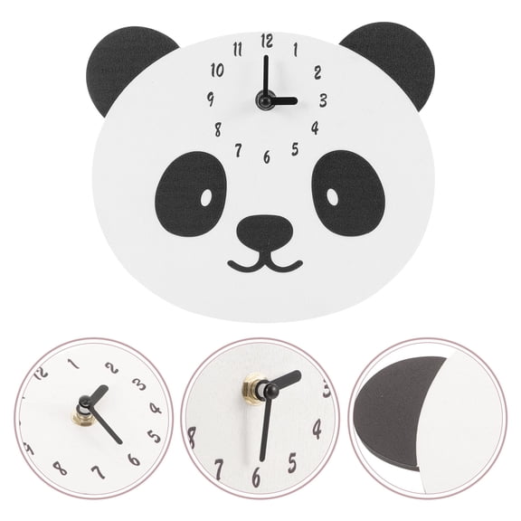 FOMIYES Panda Shaped Wooden Mute Wall Clock for Bedroom - Silent and Cute