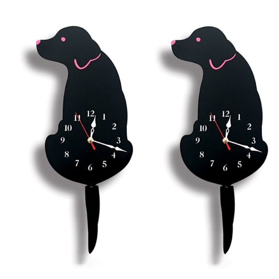 Clispeed Acrylic Bracket Wall Clock with Tail Wagging Labrador Dog Design for Room Decoration