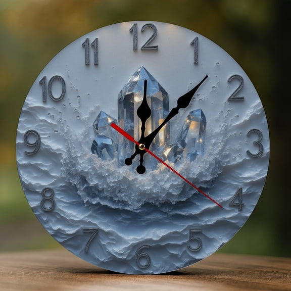 Wall Clock Decorative - Elegant Blue Crystal Print 2D Vintage Wall Clocks Battery Operated Silent Non-Ticking for Bedroom, Living Room, Kitchen, Office, Classroom, 10 Inch