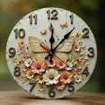 thumbnail image 1 of Wall Clock Decorative - Floral Butterfly Garden Print 2D Vintage Wall Clocks Battery Operated Silent Non-Ticking for Bedroom, Living Room, Kitchen, Office, Classroom, 10 Inch, 1 of 7