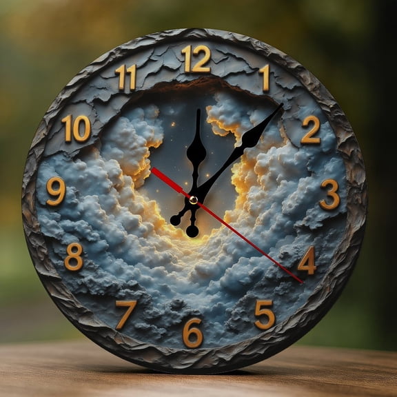 Wall Clock Decorative - Magical Sky Portal Print 2D Vintage Wall Clocks Battery Operated Silent Non-Ticking for Bedroom, Living Room, Kitchen, Office, Classroom, 10 Inch