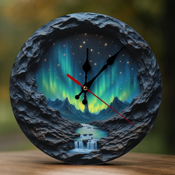 Wall Clock Decorative - Magical Sky Waterfall Print 2D Vintage Wall Clocks Battery Operated Silent Non-Ticking for Bedroom, Living Room, Kitchen, Office, Classroom, 10 Inch
