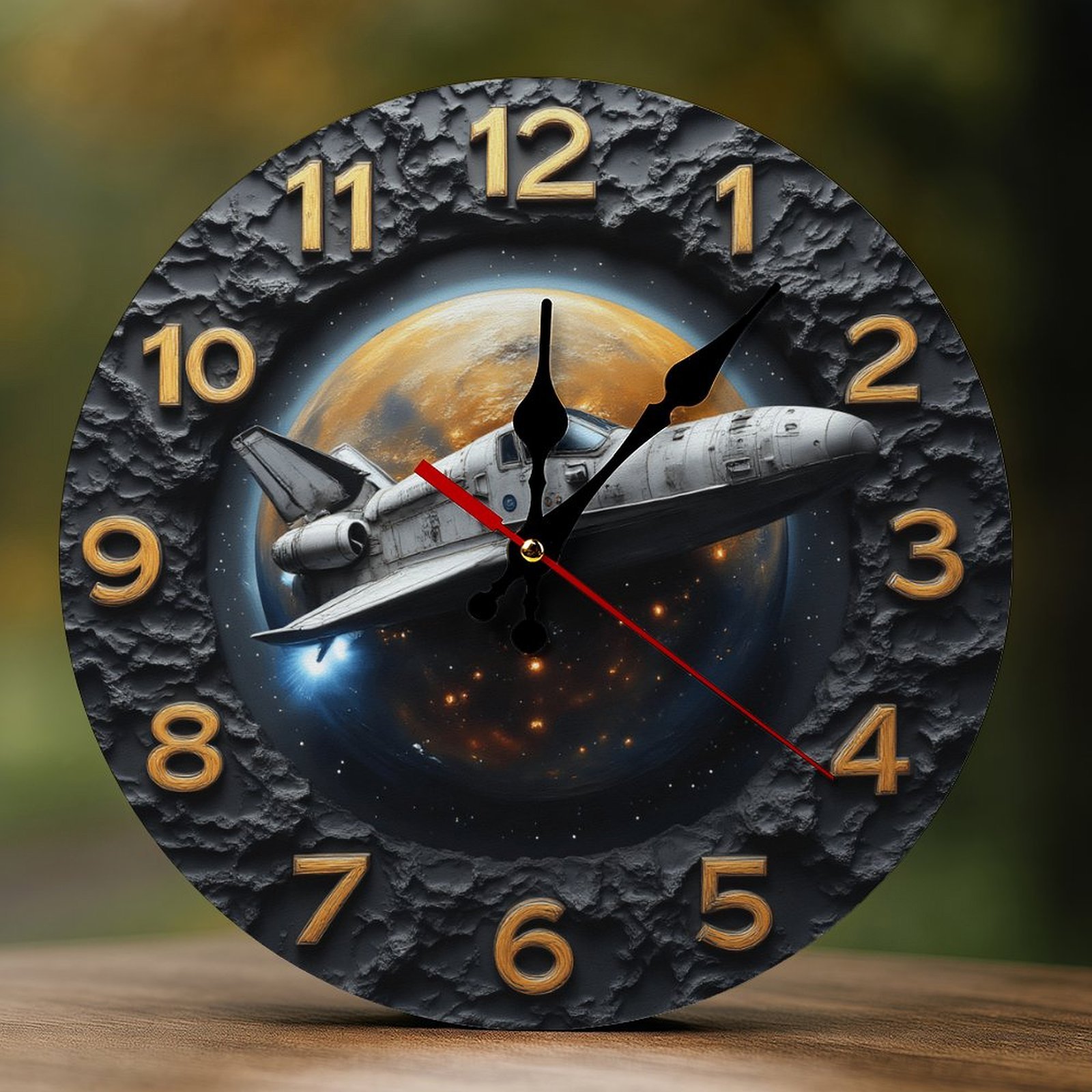 Wall Clock Decorative - Outer Space Jet Print 2D Vintage Wall Clocks ...