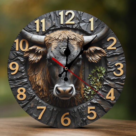 Wall Clock Decorative - Retro Blackface Cow Print 2D Vintage Wall Clocks Battery Operated Silent Non-Ticking for Bedroom, Living Room, Kitchen, Office, Classroom, 10 Inch