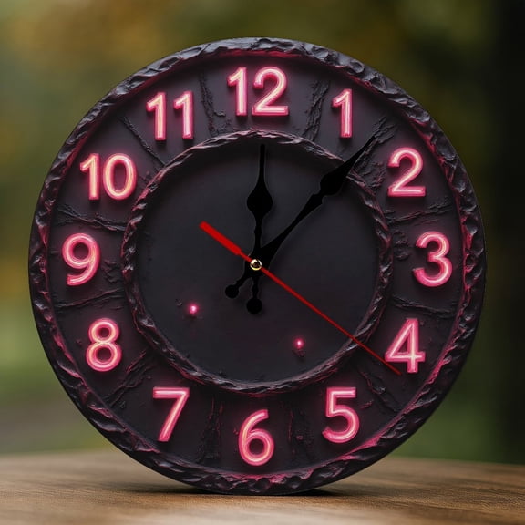 Wall Clock Decorative - Retro Pink Numbers Print 2D Vintage Wall Clocks Battery Operated Silent Non-Ticking for Bedroom, Living Room, Kitchen, Office, Classroom, 10 Inch