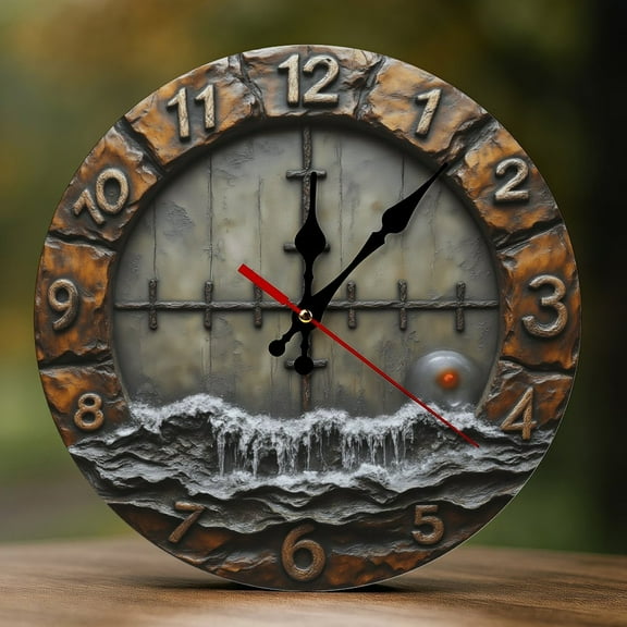 Wall Clock Decorative - Rustic Waterfall Pattern Print 2D Vintage Wall Clocks Battery Operated Silent Non-Ticking for Bedroom, Living Room, Kitchen, Office, Classroom, 10 Inch