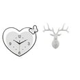 thumbnail image 1 of Wall Clock Deer Head Ornament Heart Shape Creative Acrylic Resin Material for Study Room Bedroom Cafe Decoration, 1 of 8