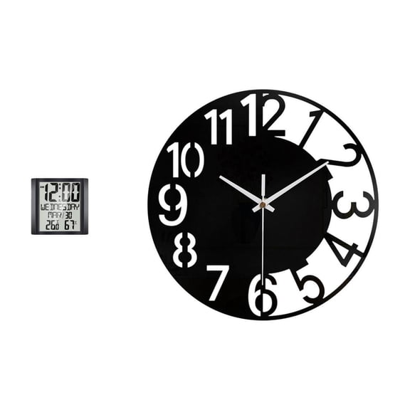 Wall Clock Digital Alarm Clock Acrylic Easy to Read Round Quiet Function for Home Office Hotel Spaces