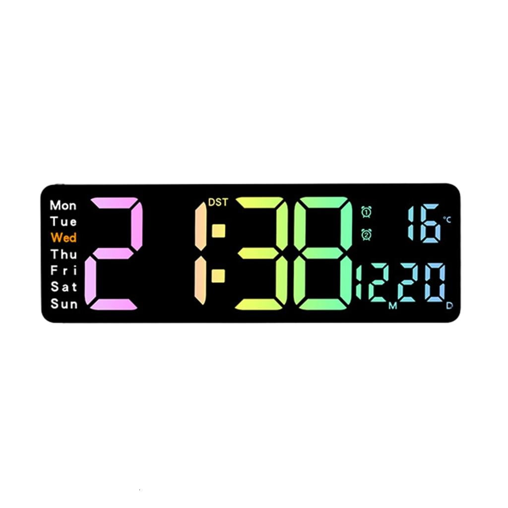 Wall Clock Digital LED Alarm Clock with 12" LED Calendar and Temperature Display for Office Desktop Bedroom Decorations