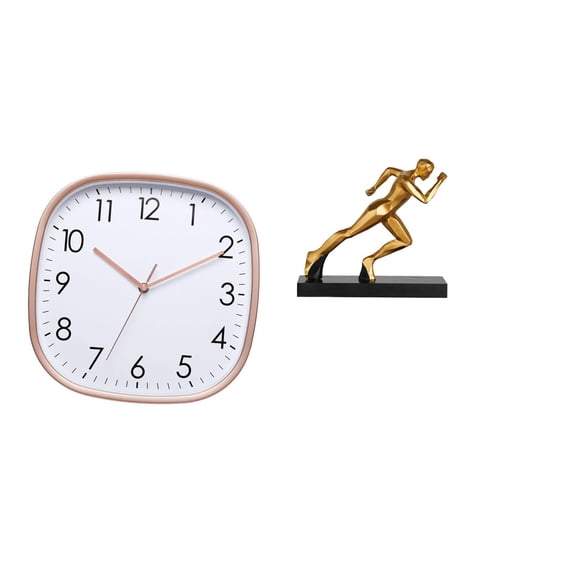 Wall Clock Digital Runner Statue Abstract Art Large Size Low Noise Suitable for Dining Room Gym