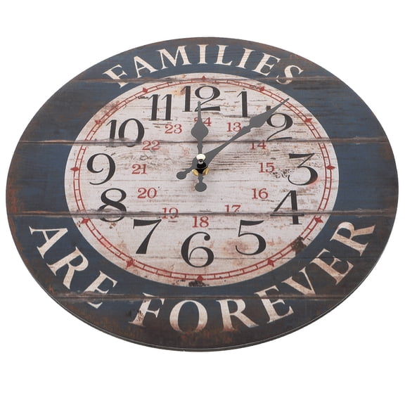 HEMOTON Rustic Black Wall Clock with Clear for Living Room Decoration ABS Material 1pc