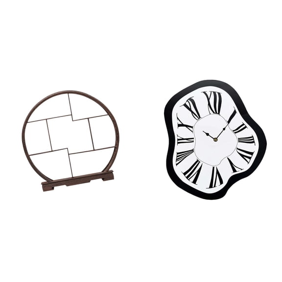 Wall Clock Display Stand Shelf Organizer with Distorted Melting Design for Home Office Desktop Decor