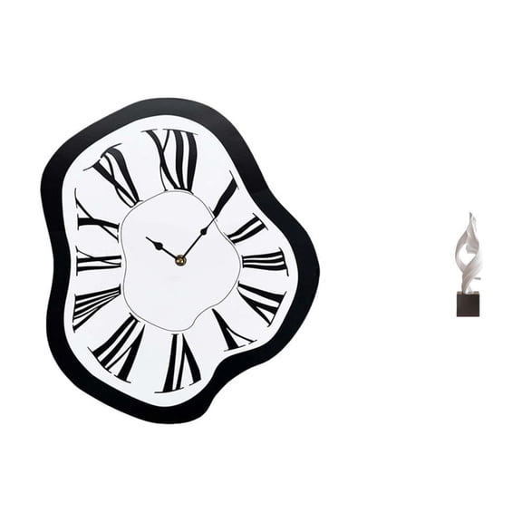 Wall Clock Distorted Clock Acrylic Modern Sculpture Unique Design Living Room Entryway Shelf